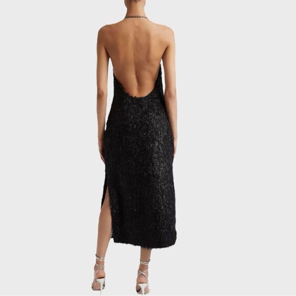 Sz XS Stine Goya Promise Metallic Halter Knit Midi Dress NWOT $540 MSRP - Picture 4 of 17